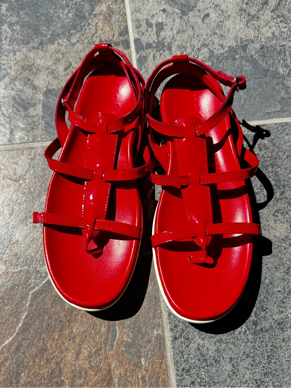 Hogan Red Patent Leather Strappy Women's Sandals
